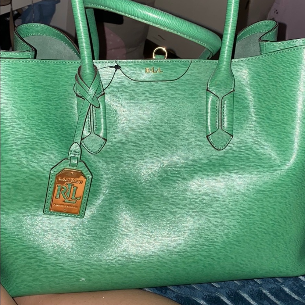 Large Hunter Green Ralph Lauren Handbag